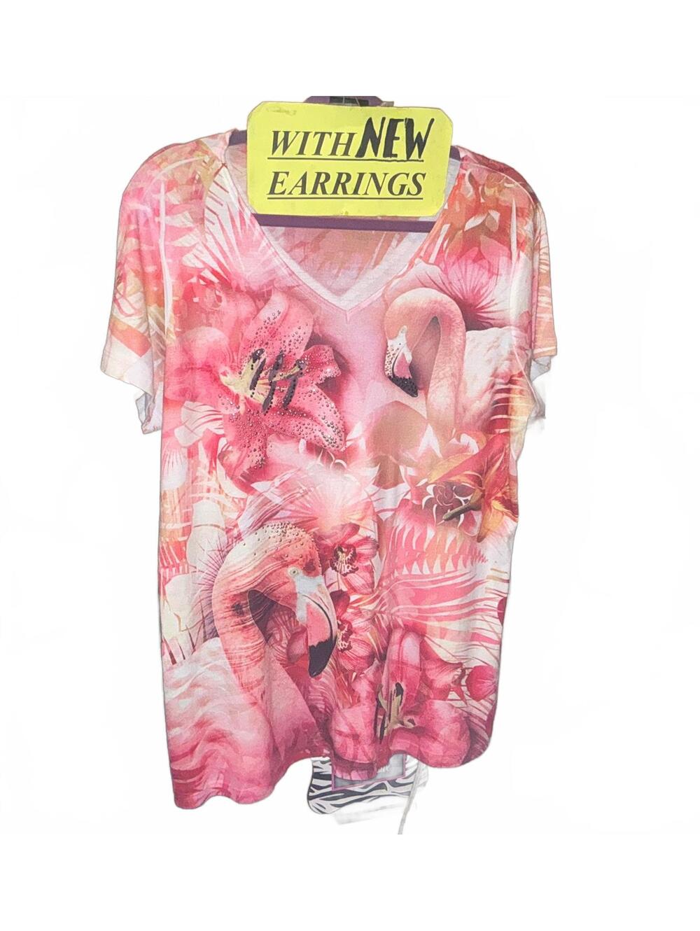 1X Tropical Touch Top & Flamingo Earrings